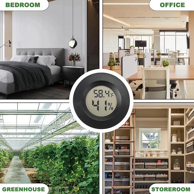 Mini Hygrometer Digital Thermometer Humidity Meter Hygrometer Thermometers Indoor/Outdoor Humidity Monitor Reptile Thermometer for Humidors Greenhouse Garden Cellar Fahrenheit(℉)/ Celsius(℃) 4 Pack