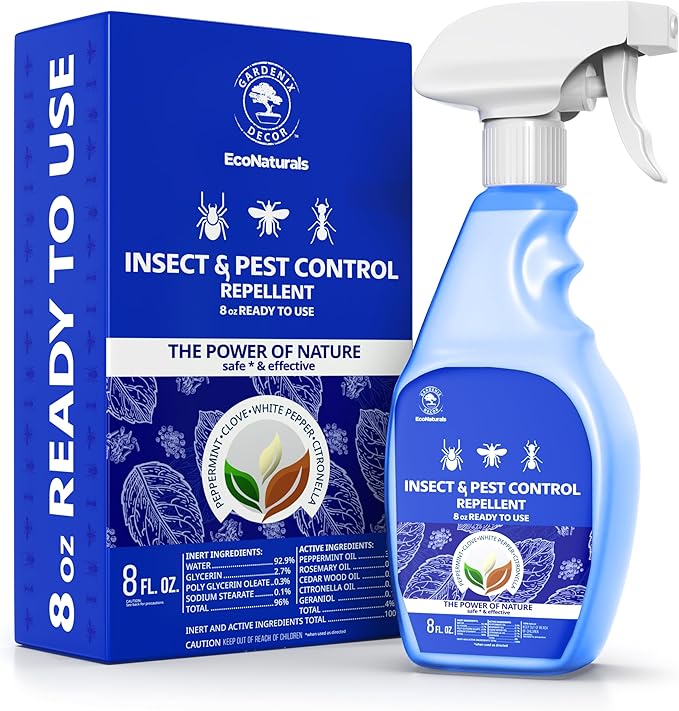 All Natural Bug Spray for Home - Non-Toxic Peppermint Oil Insect and Pest Control Kit - 8 oz Ready-to-Use Bug Spray - Indoor and Outdoor Protection- Ant Spray - Spider Repellent Indoor