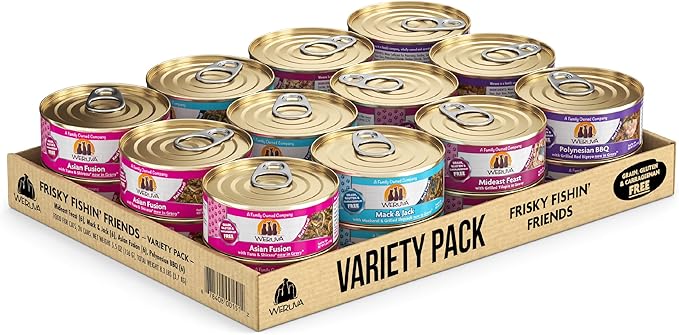 Weruva Classic Cat Food, Variety Pack, Frisky Fishin' Friends Wet Cat Food, 5.5oz Cans (Pack of 24)