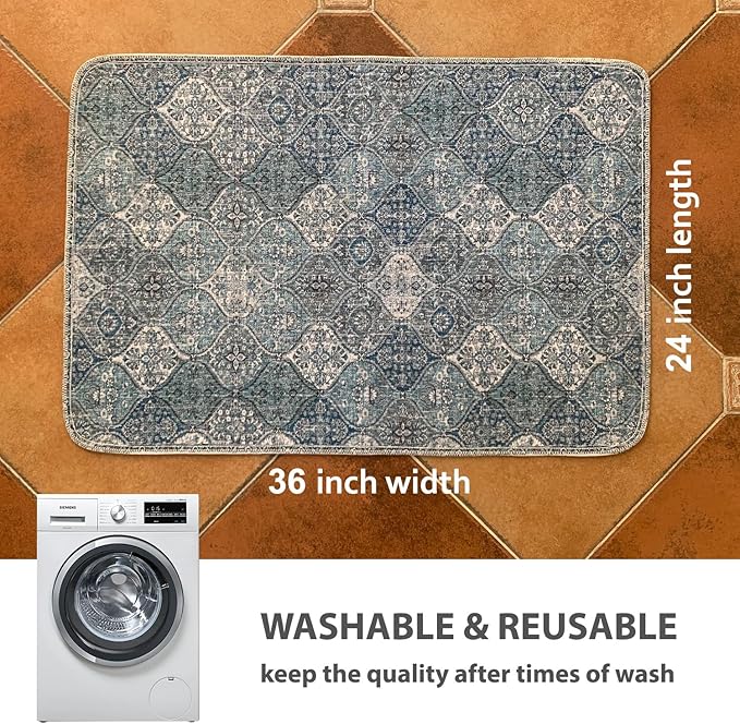 nunubaby 4PACK Washable Pee Pads for Dogs, Stylish, Non-Slip and Leak-Proof Pee Pads. Reusable Potty Pads for Dogs for Crates and Floors.(Blue/Multi, 24" x36" )