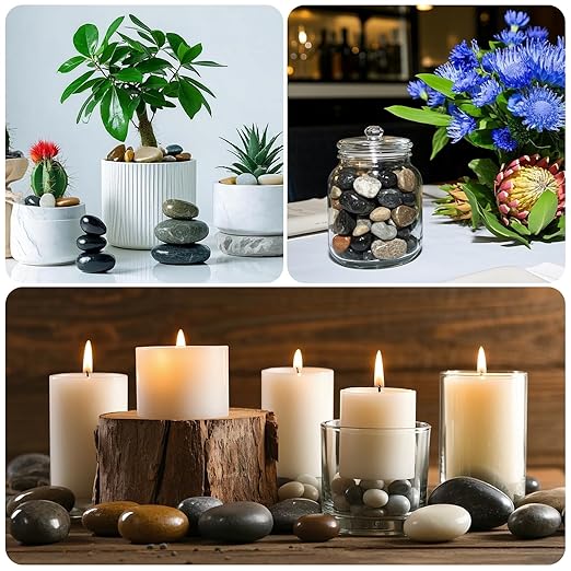 Large River Rocks for Landscaping, 20lbs Colorful Pebbles for Indoor Plants, 2-3 Inch Decorative Rocks for Planters, High Polished Stones for Vase Filler Fish Tank Garden