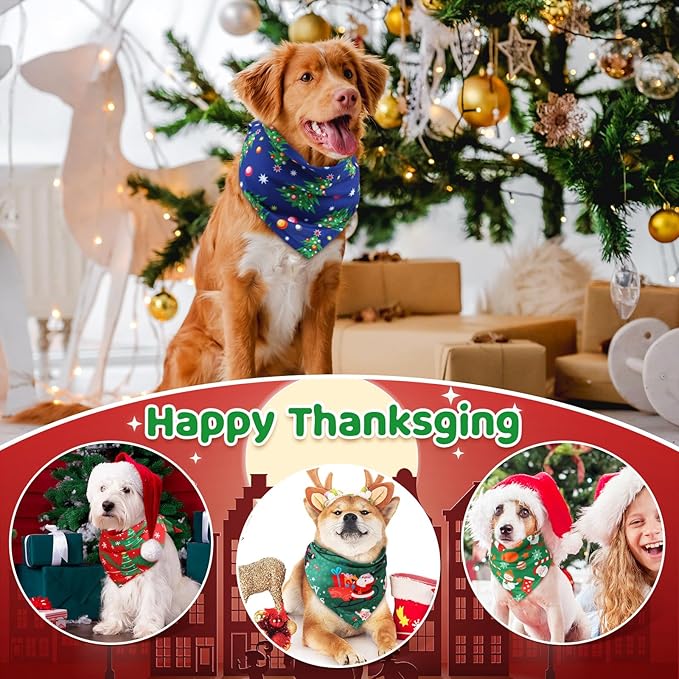Abbylike 50 Pieces Christmas Dog Bandanas Bulk Xmas Bandanas for Dogs Triangle Kerchief Bibs Scarf Set for Christmas Pet Costume Accessories Decoration (31.5 x 21.7 x 21.7)