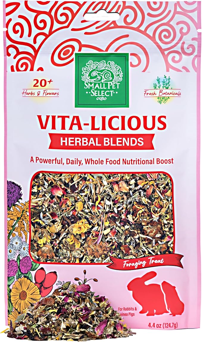Small Pet Select - Vita-Licious Herbal Blend, a Natural Herbal Treat for Rabbits, Guinea Pigs, Hamsters, Gerbils, and Mice, 4.4oz