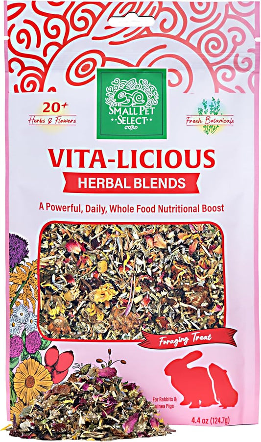 Small Pet Select - Vita-Licious Herbal Blend, a Natural Herbal Treat for Rabbits, Guinea Pigs, Hamsters, Gerbils, and Mice, 4.4oz