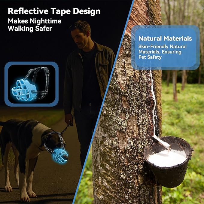 Dog Muzzle for Large Dogs, Breathable Basket Muzzles for Small, Medium and X-Large Aggressive Dog, Allows Panting Drinking, Suitable for Grooming Trimming Training (5, Luminous Blue)