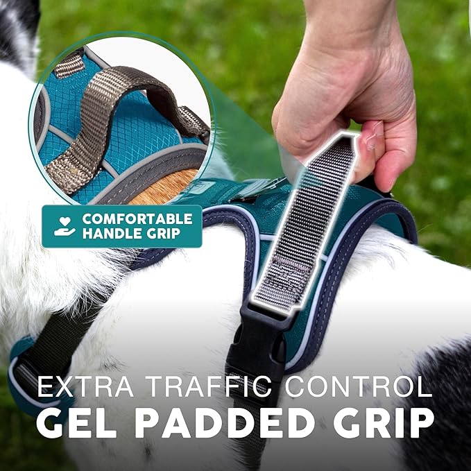 Embark Adventure Dog Harness, Reflective Trim No Pull Dog Harness Medium Sized Dogs - Military Grade Nylon, Front Clip with Gel Lined Handle.