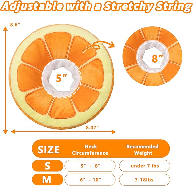 Soft Cat Cone Collar, Cute Cat Recovery Collar Suitable for Small, Medium, Large Cats,Elizabethan Neck Collar for Cats After Surgery (Orange, Small)