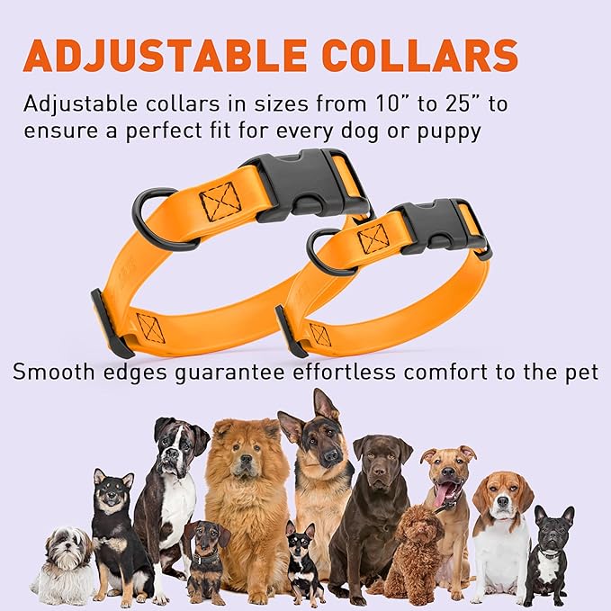 Dogline Biothane Waterproof Dog Collar with Quick Release Buckle Strong Coated Nylon Webbing with Odor- Proof for Easy Care Easy to Clean Fits Small Medium Large Dogs, Tangerine Orange 3/4" W 12-19" L