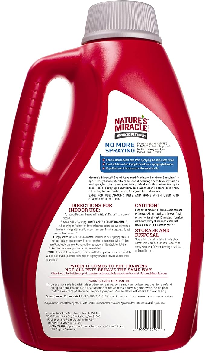 Nature's Miracle Advanced Platinum No More Spraying, 24 Ounces, Helps Discourage Repetitive Cat Spraying
