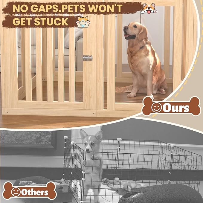 8 Panels Dog Playpen with Door, 23.6" H Pet Playpen Indoor, Clear Acrylic Puppy Playpens, Wooden Puppy Fence with Gate, Transparent Dog Pens, Pet Pen Indoor for Dogs, Cats, Rabbit, Small and Medium