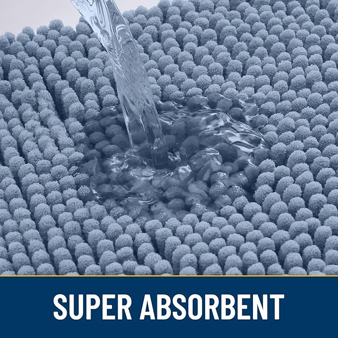 Smiry Dog Door Mat for Muddy Paws 48x30, Absorbs Moisture and Dirt Doormat, Non-Slip Washable Quick Dry Chenille Front Door Mat Indoor Entrance, Entryway Carpet for Inside Floor, Airy Blue