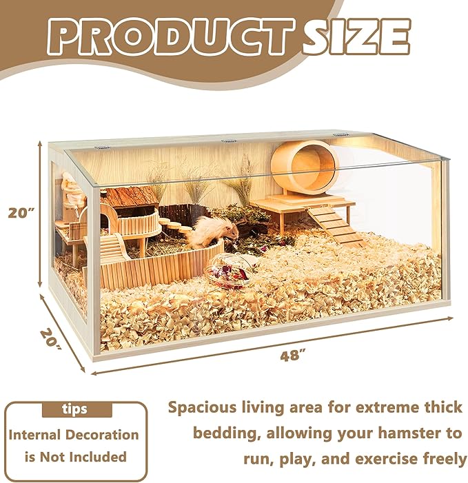 Hamster Cage Chew Proof, Guinea Pig Cages, Mice and Rat Habitat Openable Top, Hamster Habitat Solid Built