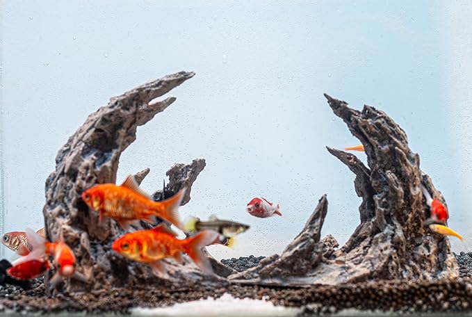 Novelsite Premium Large Sandstone Canyon Rock Formation - Lifelike Aquarium Decor for Fish Tank, 17" x 8.6" x 5" - Enhance Aquatic Landscape with Realistic Natural Look