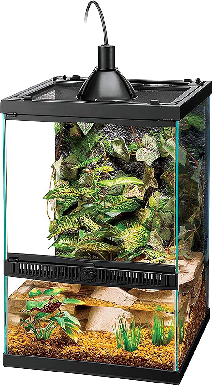 Zilla 11 Gallon Glass Tropical Vertical Habitat Starter Kit for Small Tree Dwelling Reptiles & Amphibians