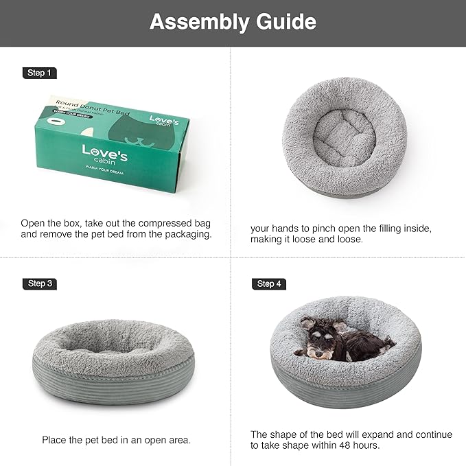 Love's cabin Round Donut Cat and Dog Cushion Bed, 25in Pet Bed for Small or Medium Dogs, Anti-Slip & Water-Resistant Bottom, Soft Durable Fabric Pet Beds, Washable Calming Cat Bed Stripe