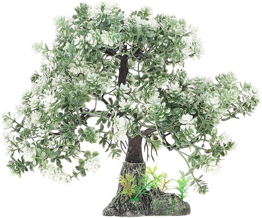 POPETPOP Aquarium Bonsai Tree Plant: Artificial Plants Flower Ornament - Fish Bowl Ornament for Freshwater and Saltwater Decor 4.13 X 2.36 X 10.62 Inch