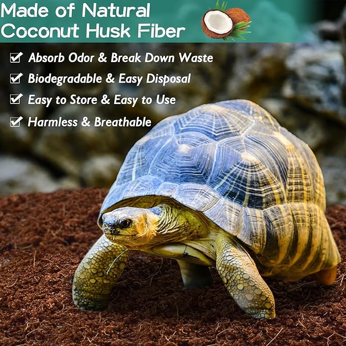 Halatool 1.4LB Coconut Fiber Substrate for Reptile Bedding Natural Coconut Husk Substrate for Snake Tarantula Enclosure Tortoises Habitat Spider Leopard Gecko Tank, Fill 2.1 Gallon Terrarium