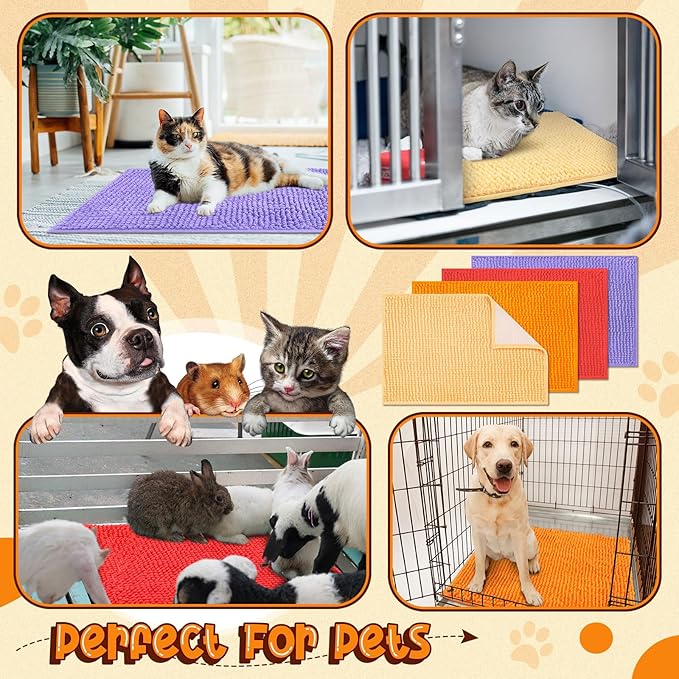 Barydat 8 Pcs Guinea Pig Cage Liner for Guinea Pig Cage Bedding Reusable Rabbit Mat Pad Washable Training Pad Animal Sleeping Bedding Mat(24x16'',Beige, Brown, Red, Orange)