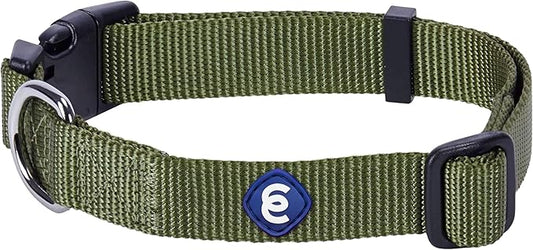 Blueberry Pet Essentials Medium Dog Collar in Military Green | Adjustable & Eco-Friendly Durable Nylon Strap | Classic Collar for Medium Dogs, Boy & Girl Pets