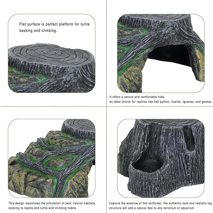 Gecko Tank Accessories, Tortoise Habitat Accessories, Ball Python Tank Accessories, Large Snake Hides, Perfect Terrarium Decor for Reptile Gecko Basking Humid Hiding (Large)