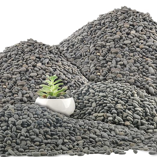 45 LB Natural River Rocks Mexican Beach Pebbles, 0.3-0.6 Inch Natural Unpolished Bulk Rocks, Pebbles for Landscaping Garden Paving Plant, Rocks for Walkways Outdoor Decorative Stone, Grey