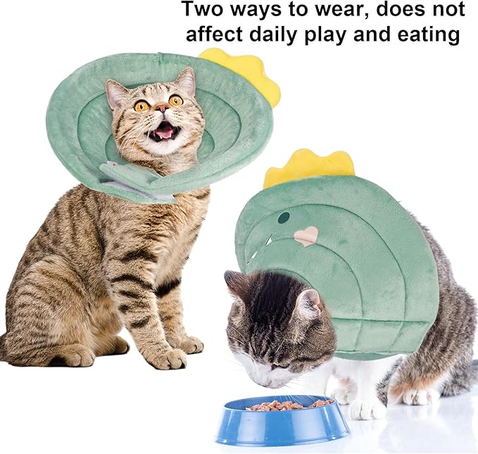 FRIUSATE Cat Cone Collar Soft, Cute Cat Recovery Collar Soft Adjustable Cat Cones to Stop Licking Comfortable Breathable Lightweight Neck Cone for Cats Kittens Pet After Surgery