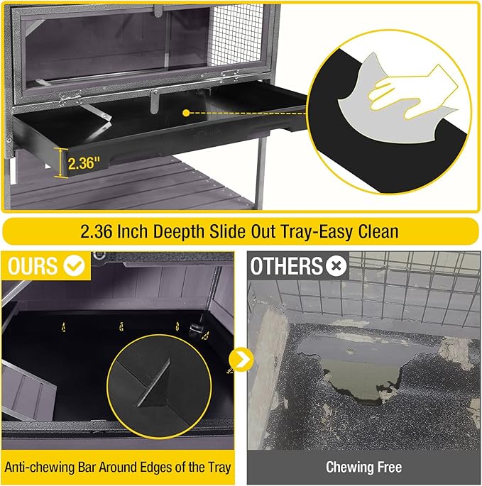 Hamster Cage Large Guinea Pig Cage with Metal Frame Movable Rat Habitat with Aluminium Alloy Edge,Plastic Deep Not Leakage Pull Out Tray,Storage Shelf