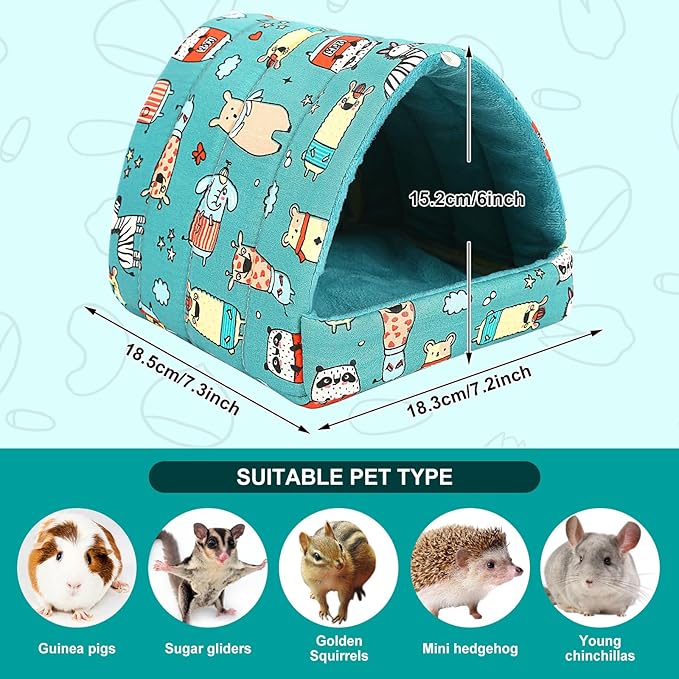 UPINS 2Pcs Guinea Pig Hideout,Guinea Pig Bed Houses Washable Small Animal House Cage Accessories for Dwarf Rabbits Chinchillas Hamsters Hedgehogs Ferrets Bearded Dragons and Rats
