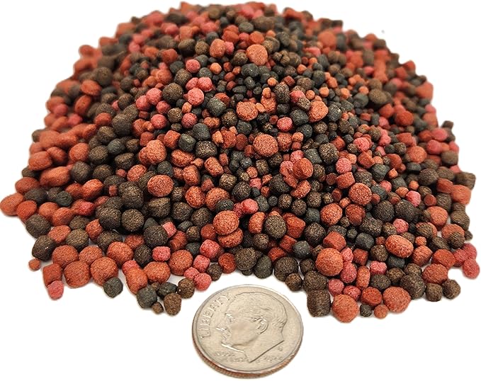 Aquatic Foods Inc. 12-Type Ultra Mix of 1mm, 2mm, 3mm Floating & Sinking California Blackworm and Intense Coloring Pellets for All Tropical Fish & Pond Fish…10oz Jar