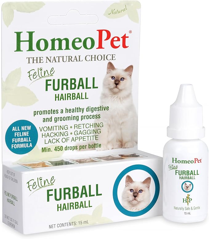 HomeoPet Feline Furball, Safe and Natural Hairball Medicine for Cats, Natural Pet Medicine, 15 Milliliters