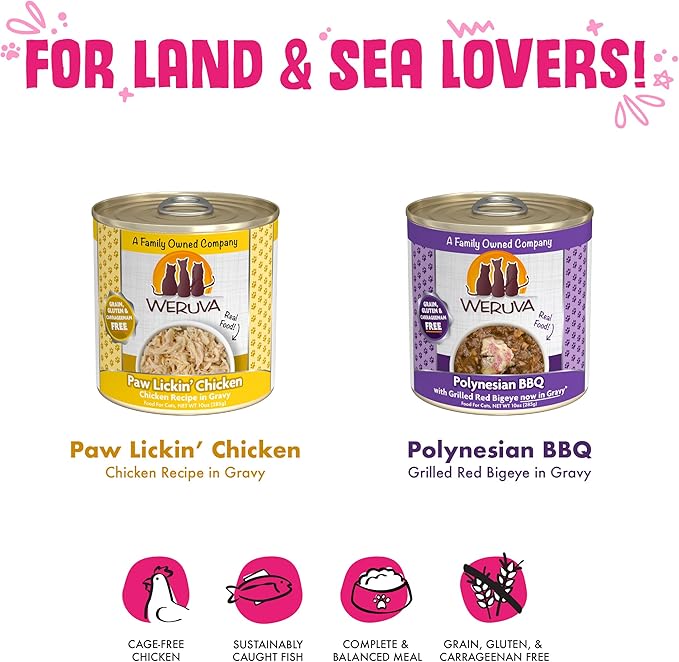 Weruva Classic Cat Food, Wowzer Meowzer Variety Pack, 10oz Cans (Pack of 12)