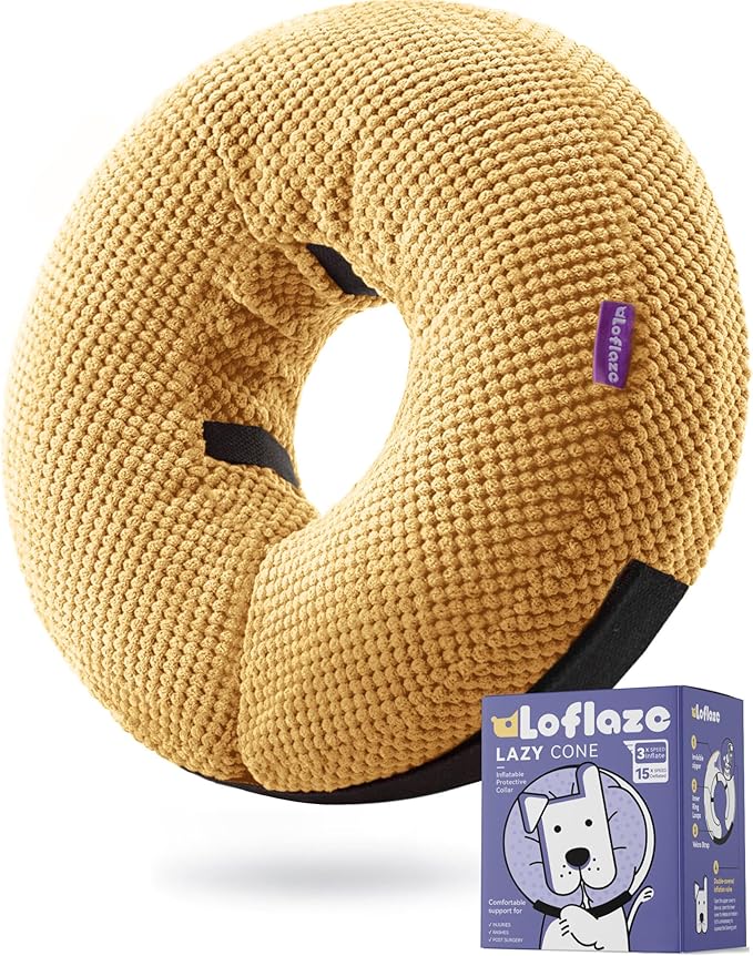 Inflatable Dog Cone Collar - Dog Neck Donut Cone Collar Alternative After Surgery - Soft Cone for Large Medium Small Dogs Cats - Alternative Recovery E Collar (Yello, S)