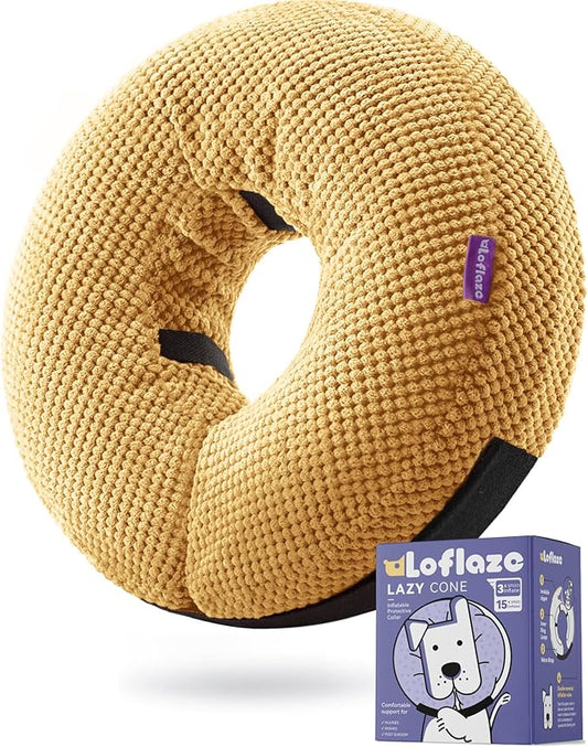 Inflatable Dog Cone Collar - Dog Neck Donut Cone Collar Alternative After Surgery - Soft Cone for Large Medium Small Dogs Cats - Alternative Recovery E Collar (Yello, S)