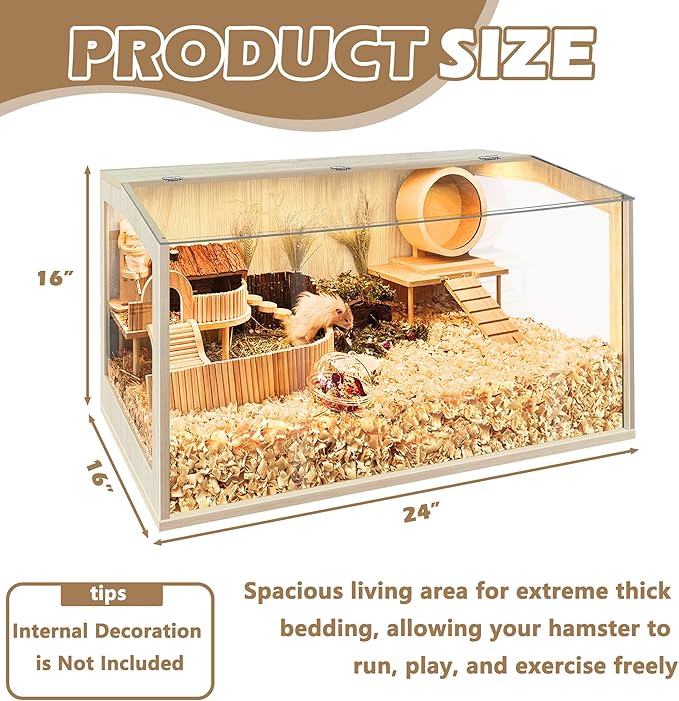 Hamster Cage Chewproof, Large Hamster Cage Guinea Pig Cages Openable Top with Acrylic Sheets Solid Built, 24"
