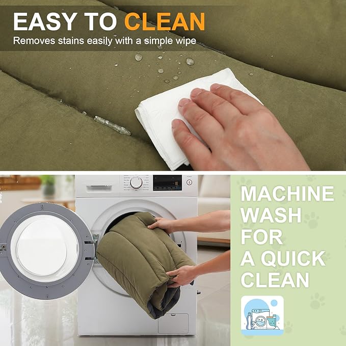 BEAUTYZOO Outdoor Dog Bed Waterproof, Camping Dog Bed Reversible, Portable Travel Bed with Carry Bag- Machine Washable, Durable, Foldable Outdoor Pet Bed Mat for Medium Large Dogs, 35” x 51“ Green