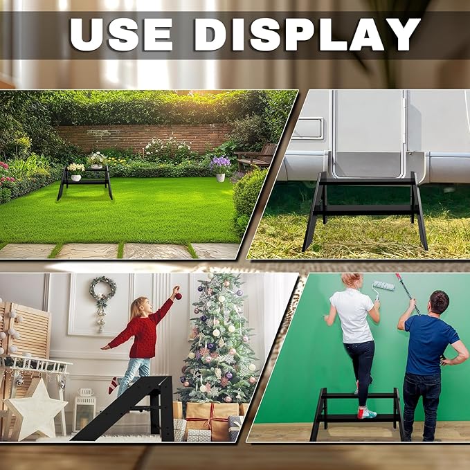 RV Step Stool Foldable, Folding 2 Step Ladder, Hot Tub Steps, Portable Pool Ladder, 660Lbs Heavy Duty Ladder Shelf Outdoor Mobile Home Stairs for Camper, Porch, SPA Poo, Pet