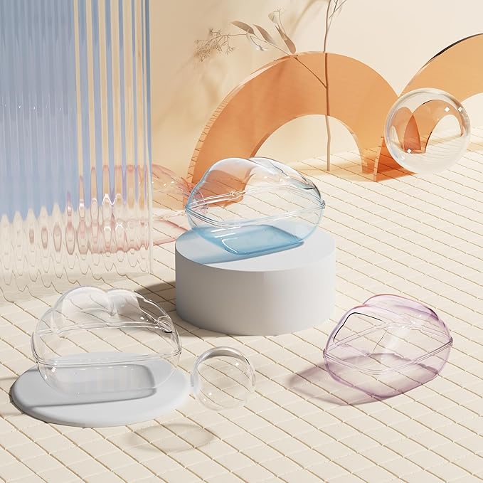 BUCATSTATE Hamster Sand Bath Container Transparent Hamster Dust Bath Kit Dwarf Toilet with Scoop Set Cage Accessories for Small Animals, Gerbil, Syrian Hamster, Mouse (Blue, Medium)