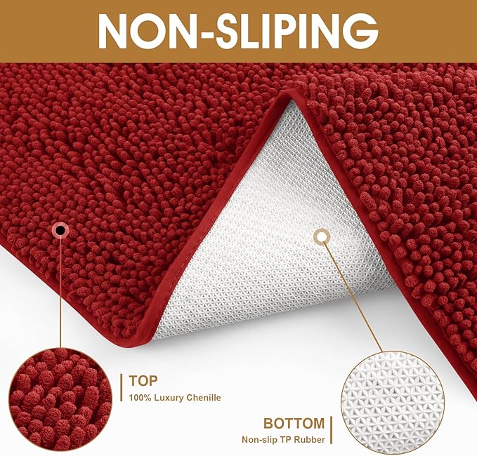 IM HOME Extra Large 60" x 36" Red Dog Door Mats for Muddy Paws, Chenille Absorbent Dog Mat, Non Slip Heavy Mud Mat for Dogs, Soft Pet Bed Mat for Entryway, Mud Paws, Inside Floor