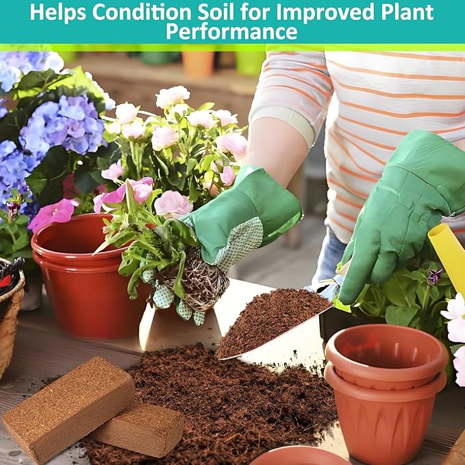 Legigo 10 Pack Premium Coco Coir Brick for Plants- 100% Organic Compressed Coconut Coir Bricks Starting Mix, Coco Coir Fiber Coconut Husk for Planting, Gardening, Potting Soil Substrate, Herbs