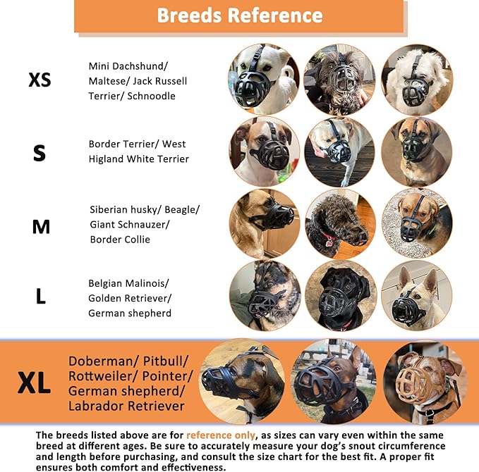 BARKLESS Dog Muzzle, Basket Muzzle for Biting, Chewing and Scavenging, Humane Cage Mouth Cover, Perfect for Grooming and Training Large Aggressive Reactive Dogs (XL, Black)