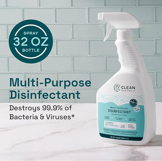 Clean Republic Multi-Purpose Disinfectant, Cleaning Spray, 32 Fluid Ounce Bottle