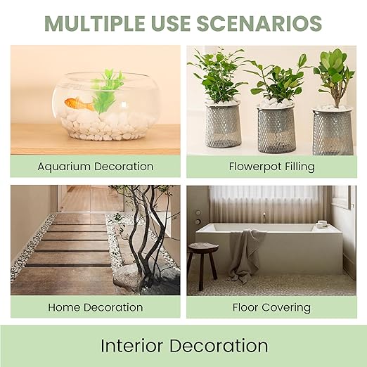 SIDONG 10 LB White River Rocks, 0.4-1.2 Inches Matte Pebbles for Indoor Plants, Aquarium Rocks Used in Fish Tank, Decorative Stones for Plants, Vases, Home Décor, Crafting, Garden Landscaping