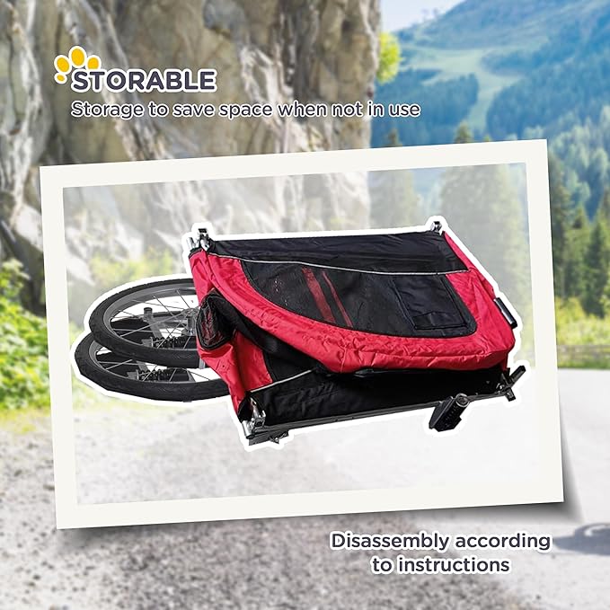 Aosom Dog Bike Trailer 2-in-1 Pet Stroller with Canopy and Storage Pockets