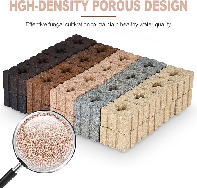 RealPlus Aquarium Filter Media 40pcs Bio Ceramic Brick for Marine and Freshwater Aquarium Canister Filter Pond Fish Tank (1.8" x 1.8" x 1.1")