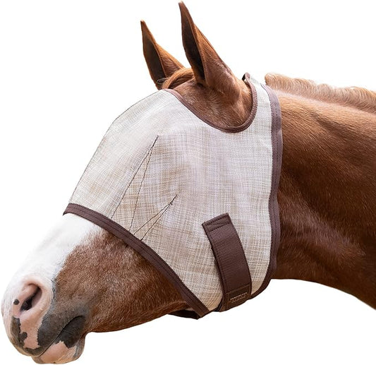 Kensington Fly Mask Web Trim Protects Horses Face and Eyes from Bites and Sun Rays While Allowing Full Visibility Ears and Forelock Able to Come Through The Mask, XXL-Draft, Desert Sand