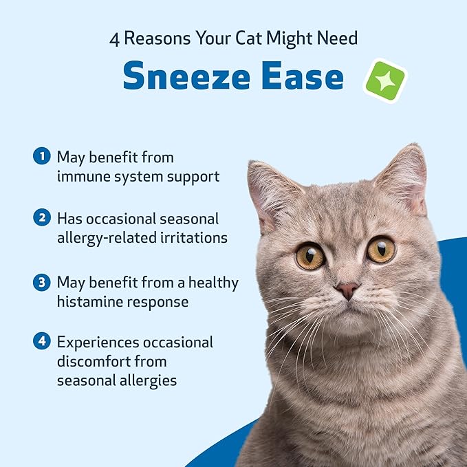 Pet Wellbeing Sneeze Ease for Cats - Occasional Sneezing, Seasonal Allergies, Nose and Eye Discomfort, Eyebright, Nettles - Veterinarian-Formulated Herbal Supplement 4 oz (118 ml)