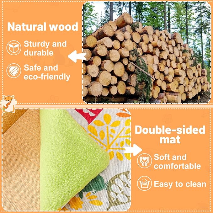 Upgraded Guinea Pig Castle, Sturdy Wooden Guinea Pig Hideout, Small Animal House Bed Hut Habitats with Stairs, Easy to Assemble for Hamsters Bunny Chinchillas Playing Hiding