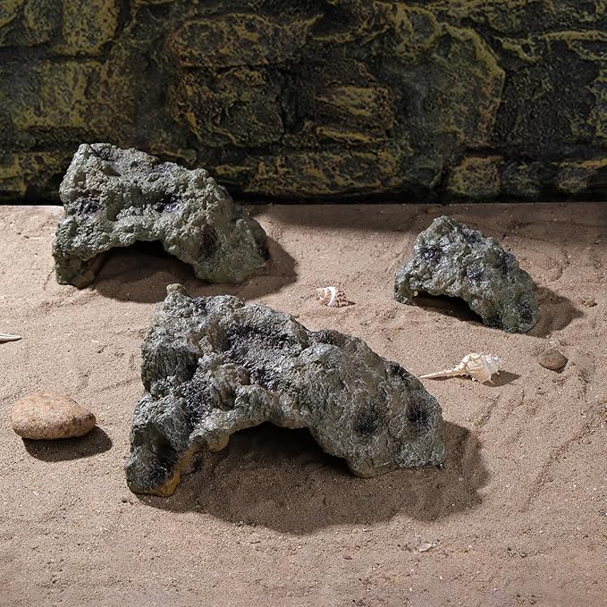 IBWell Resin Leopard Gecko Hide, True to Nature Reptile Rock for Bearded Dragon Hideout Snake Hides for Ball Pythons, Tortoise House Terrarium DÉCor - Meidum