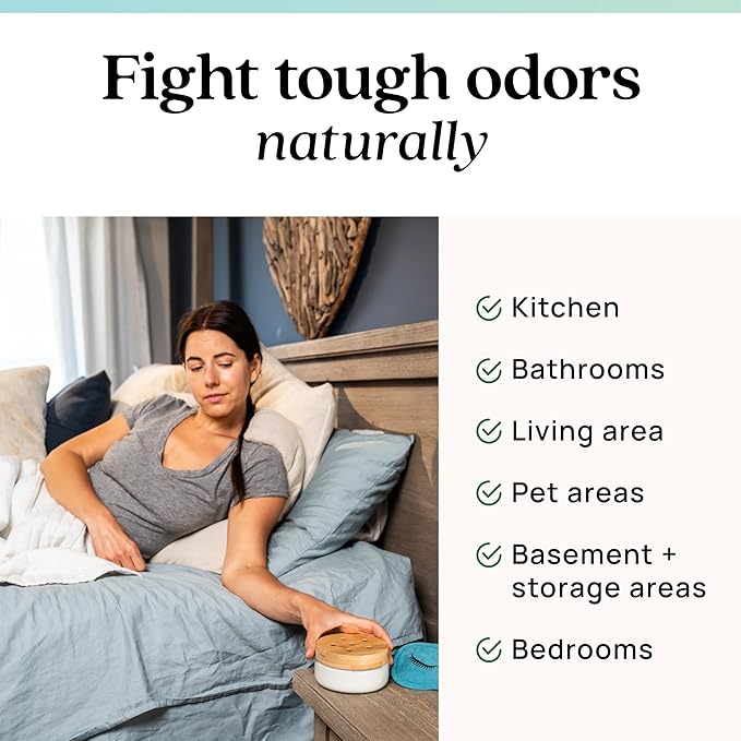 Azuna Air Freshener & Odor Eliminator for Strong Odor | 1 Room Kit Includes (1) Empty Luxe Glass Jar & 8oz Refill with Tea Tree Essential Oil Gel | Amalfi Breeze | Last 60-90 Days