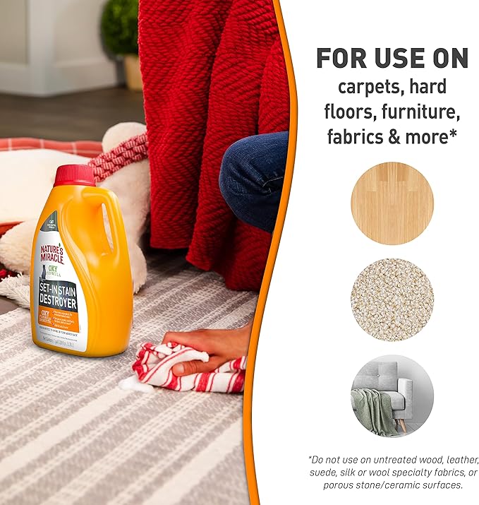 Nature’s Miracle Set-In Stain Destroyer, 1 Gallon, For Cat Messes, Oxy Formula With Orange Scent